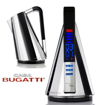 De Bugatti Vera waterkoker in chroom en rood uit voorraad leverbaar!