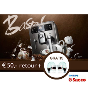 Nu tijdelijk €50,- retour bij aankoop van een Phillips Saeco espressomachine!